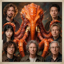 zoological biometric portrait of orange cthulhu by kuldar leement and ruan jia and brad rigney and micha karcz and brad rigney