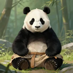 panda with shamanic clothes, Artstation