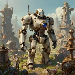 robot city, steampunk art, fantasy style, super high detail, super high quality, talented artist, trending on artstation, machinarium, digital art