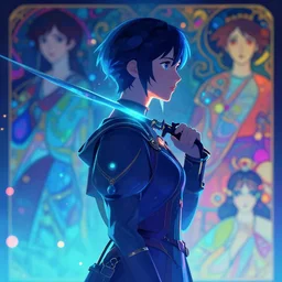side portrait, imogen poots, paladin, gloomhaven, octane render, neon, luminescent, illustration concept art, bokeh, by victo ngai, fanbox, greg rutkowski, makoto shinkai, takashi takeuchi, mucha,