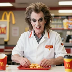 tim curry as dr frank n furter working at mcdonald's