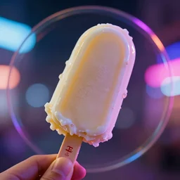 self licking ice cream, bokeh, photography, macro, lens distortion, neon, 8 k, ultra - hd, rim lighting, lumen reflections