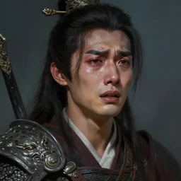 portrait of a warrior crying. fantasy, digital painting, hd, highly detailed.