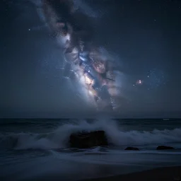 night sky iridescent stars crash into the ocean, fine art photography masterpiece, highly detailed ricardo bofill anka zhuravleva, dramatic lighting, long shot, wide angle, uhd 8 k, sharp focus