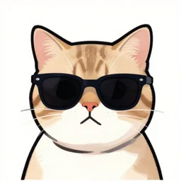 cool cat wearing sunglasses vector art 4k