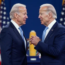 joe biden squaring up against his nemesis corn pop.
