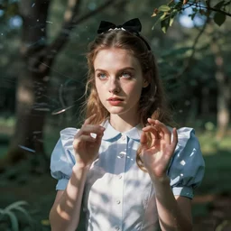 alice looking through glass, fairy tale, caustics