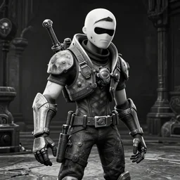 gigachad in borderlands, celshade, ingame screenshot, black and white, high detailed