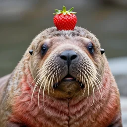 strawberry walrus face of a walrus
