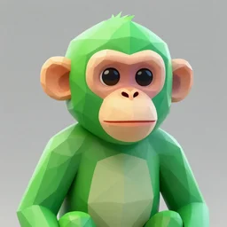 polygon art style of a portrait of a green monkey, digital art, blender 3 d, octaine