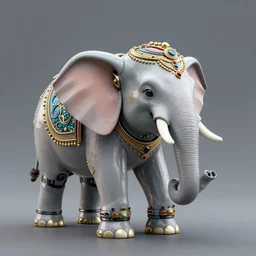 3 d render of a beautiful decorated robotic elephant
