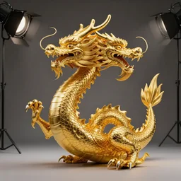 award-winning rare golden dragon photography, studio lighting