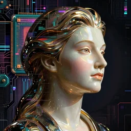 looking away ( ( bit flip god of ai art ) ), neuromancy, rene lalique, highly detailded,, by william - adolphe bouguerea, ( ( mutually assured digital destruction ) ) by gustav klimpt, cpu gpu wafer, glitch art, cyberwars, notan,