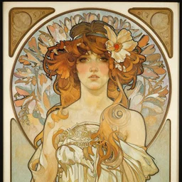 a portrait in the style of artgerm and alphonse mucha.