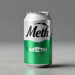 a can of soda by coke called meth, a can of meth, high quality food photography, food photo shoot, soda advertisement