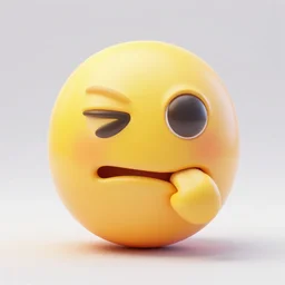 a yellow emoji that is biting it's lip, 3d render, octane render