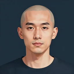 bald single character, symmetrical, photorealistic, illustration, portrait