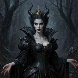 queen of darkness painting in the style of beksinski, violent, high delicate defined details, beautiful, atmospheric, rain, matte, 3 d 8 k octane rendered, sharp focus, illustration, high detail, ultra realistic