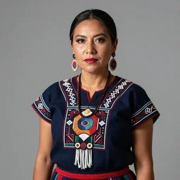 a portrait of an elegant lady, mexican otomi