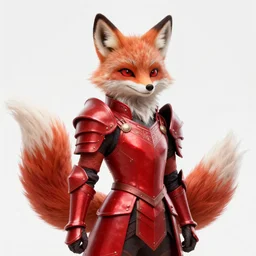 a cosmic furry fox knight in crimson armor in the style of John Berkey