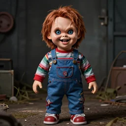 screaming chucky doll in style of iron giant film