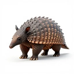 regal armadillo, clean 3d render, full body, isolated on a pure white background, centered, entire subject in frame, sharp focus, soft studio lighting