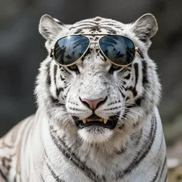 anthro white tiger wearing aviators, digital art, very detailed, artstation