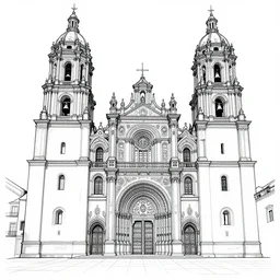 guadalajara cathedral, coloring book,