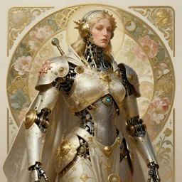 portrait of a holy, robot steampunk, floral! horizon zero dawn machine, intricate, elegant, highly detailed, ray tracing, digital painting, artstation, concept art, smooth, sharp focus, illustration, art by artgerm and greg rutkowski and alphonse mucha, 8 k