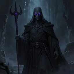 shadowy necromancer, sauron shadow with purple eyes