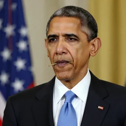 barack obama with a blunt in his mouth, photorealistic