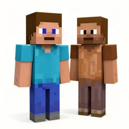 photo of Steve from Minecraft and a villager as rea