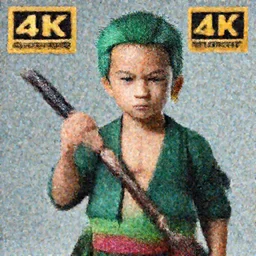A photo of a real-life roronoa zoro as little kid , Studio Lighting, High Detail, 4K, Title-Shift, Hyperrealism