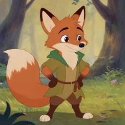 vintage disney animation style anthro furry fox robin hood