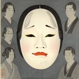 a portrait of hannya mask. shin hanga and kawanabe kyosai and cory loftis and rossdraws and wlop and jung gi kim rule of thirds