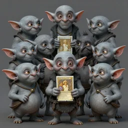 anthropomorphic highly detailed group portrait of cute mr bean grey goblins holding magic the gathering card, intricate, elegant, highly detailed grey goblin, digital painting, artstation, concept art, smooth, sharp focus, illustration, art by artgerm, bob eggleton, michael whelan, stephen hickman, richard corben, wayne barlowe, trending on artstation and greg rutkowski and alphonse mucha, 8 k