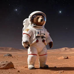 a bear in a astronaut suit on Mars, with the sky full of stars, digital art, trending on artstation, HDR