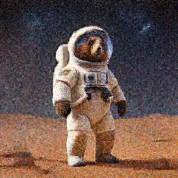 a bear in a astronaut suit on Mars, with the sky full of stars, digital art, trending on artstation, HDR
