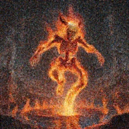 A skeleton demon in flames made of ethernet cables floating above a lake of fire in Hell, small crosses floating in the background, by Greg Rutkowski