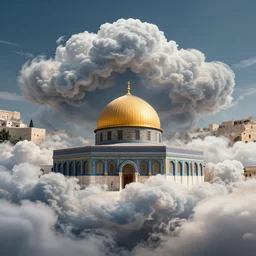 hidden imagery incredible digital art optical illusion, superb detailed clouds shaped like the second temple in jerusalem, awe inspiring, masterpiece surrealism, digital art trending on artstation awesome award winning