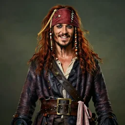 portrait painting of 2 5 years old rugged joyful masculine muscular male pirate long long hair soft hair flowing hair crimson hair upper body only opened long coat rugged handsome unreal render cinematic lighting art 1 9 2 0 period drama by bussiere rutkowski andrea rocha