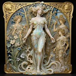 “ornate beautiful Natalie Portman, carved from opal by tsutomu nihei, emil melmoth, zdzislaw belsinki, Craig Mullins, yoji shinkawa, trending on artstation, flowers of hope by Jean-Honoré Fragonard, Peter mohrbacher, hyper detailed, insane details, crystal, intricate, elite, art nouveau, ornate, liquid wax, elegant, luxury, tentacles, full body CGsociety, hypermaximalist, golden ratio, environmental key art, octane render, weta digital, ray trace, 8k”