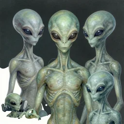 analog mixed media of aliens