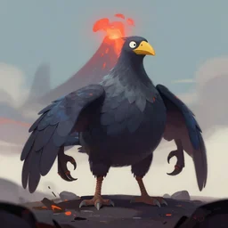 volcanic bird monster, digital painting, character