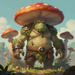 giant humanoid mushroom monster, fantasy D&D character, portrait art by Donato Giancola and James Gurney, digital art, trending on artstation