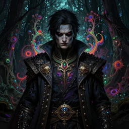 portrait of an exhuberant Tomb Rider in sinister deep dark forest ambience, in style of dark fantasy art, in style of Midjourney, stylized, detailed and intricate, mandelbulber fractal, elegant, ornate, horror, elite, ominous, haunting, beautiful digital painting, cinematic, cgsociety, H.R. Giger, Zdizslaw Beksinski, James jean, Noah Bradley, Darius Zawadzki, vivid chromatic colors and vibrant outlines