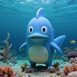 marble statue of magikarp at the bottom of the ocean