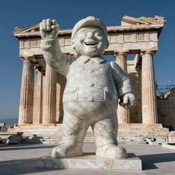 marble statue of chuck e. cheese in athens