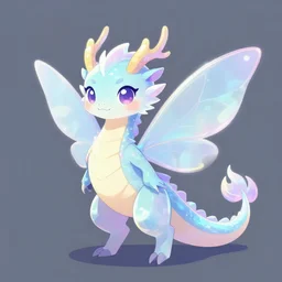full body digital illustration of an cute prismatic faerie dragon, concept art, matte background, deviantArt, artstation