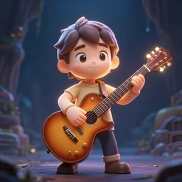guitar as a cartoon character of magical world, atmospheric,glowing effect hyperreal, hyperdetailed,artstation, devianart, clean clear face,full body, by Greg Rutkowski and Gaston Bussiere,8k,hd